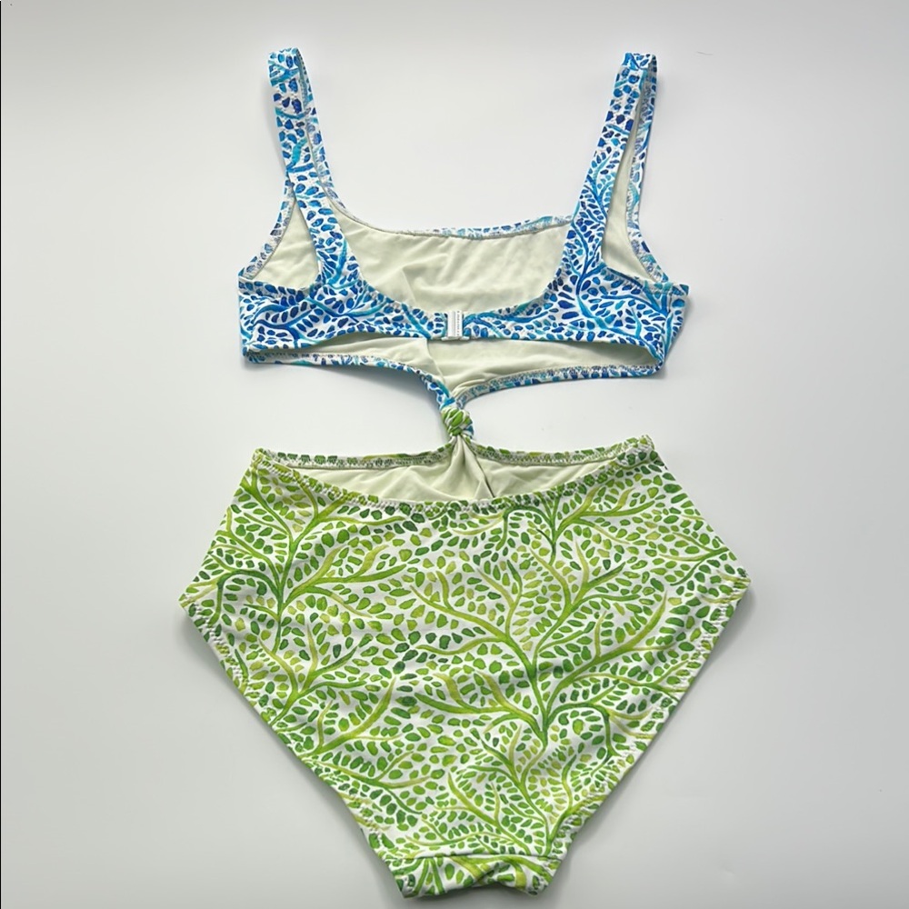 Solid & Striped The Bailey Swimsuit One Piece Knot Blue Green Floral Small - Picture 11 of 15
